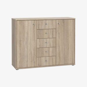 Commode 3 portes 5 tiroirs 108,8x85 cm - BOBOOK