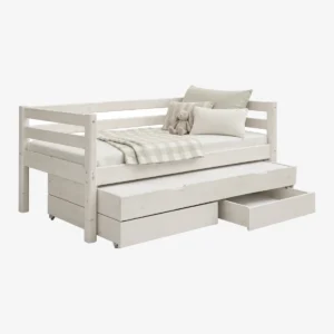 Lit enfant + lit gigones 2 tiroirs 90x200 cm - FLEXA